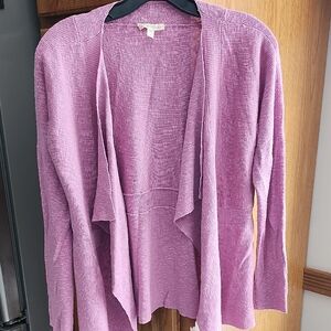 Eileen Fisher Lavender Open Front Waterfall Cardigan Small